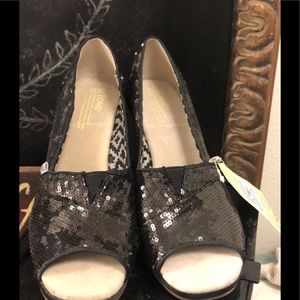 Brand new TOM wedges black sequin